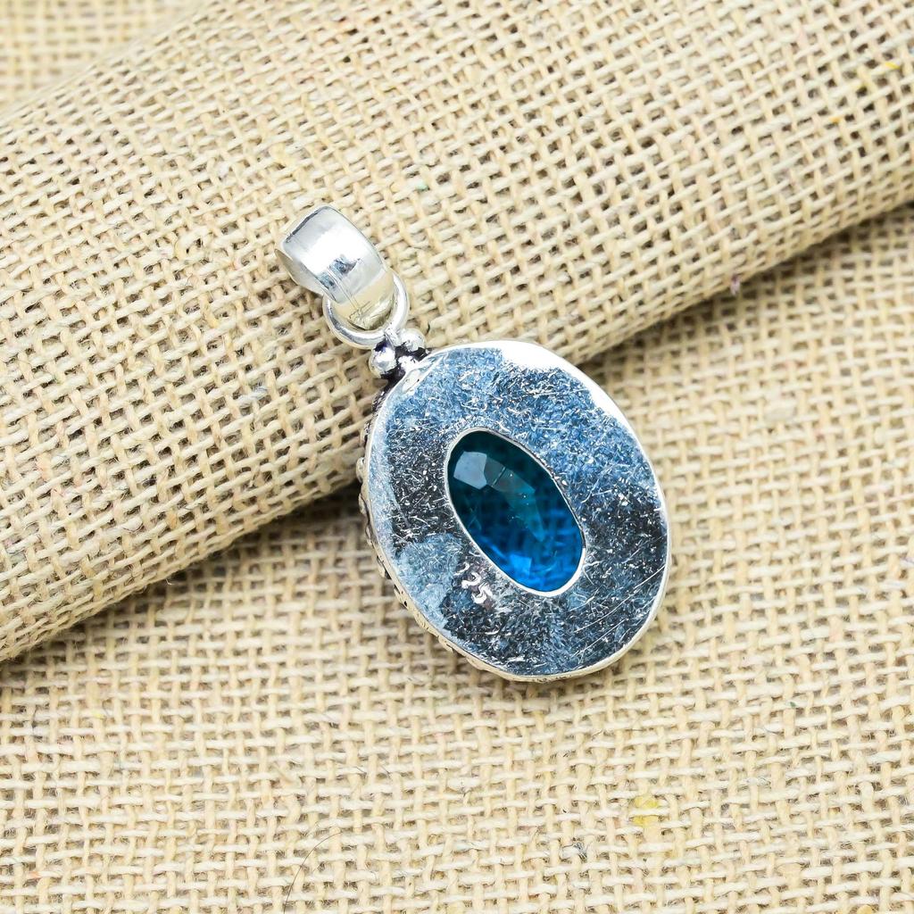 Ювелирные изделия ручной работы с голубым топазом из стерлингового серебра 925 пробы, ожерелье с подвеской в подарок маме