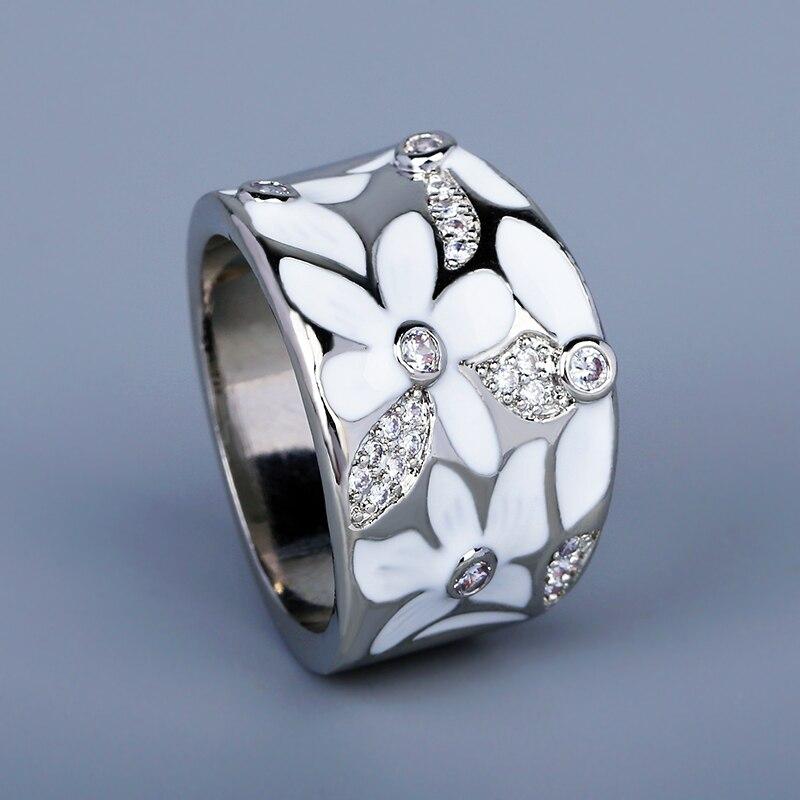 Изысканное кольцо с розовым цветком для женщин, модное эмалированное кольцо ручной работы, женские ювелирные изделия, свадебное кольцо, вечерние украшения