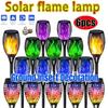 НОВЫЕ 6 шт. Солнечные фонари-факелы с эффектом пламени, мерцающий свет, водонепроницаемые, для сада, Хэллоуина, Рождества, уличные, для газона, дорожки, двора, патио, напольные лампы