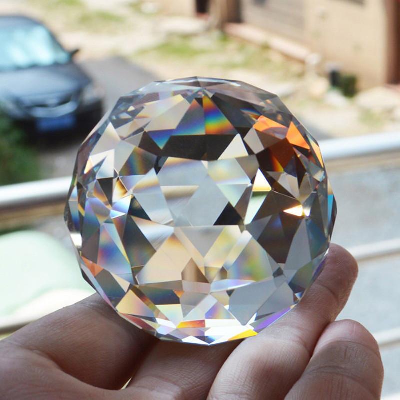 Crystal Cut Clear Sphere 50mm Faceted Gazing Ball Prisms Suncatcher Home Decor