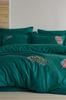 Талия, 100% хлопковый сатин с вышивкой, комплект пододеяльников, пододеяльник 200x220, простыня 240x260, двойной размер, полноразмерный зеленый