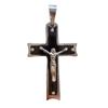 [R8051] - Black Silver 'Crucifix' Steel Pendant - 60x40 Mm