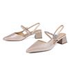 Temperament Versatile Light Mouth Single Shoes Pointed Solid Color Thick Heel Women's Shoes Silver