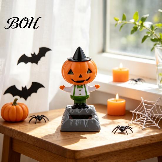 Compact Desktop Holiday Decorations Solar Dancing Pumpkin Doll, Halloween Car Dashboard Decoration, Spooky Ghost Decorative Shaking Figurines Figurine