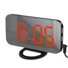 Digital Led Mirror Alarm Clock 2 Ports Usb Charger Snooze Function Adjustable Brightness Led Table