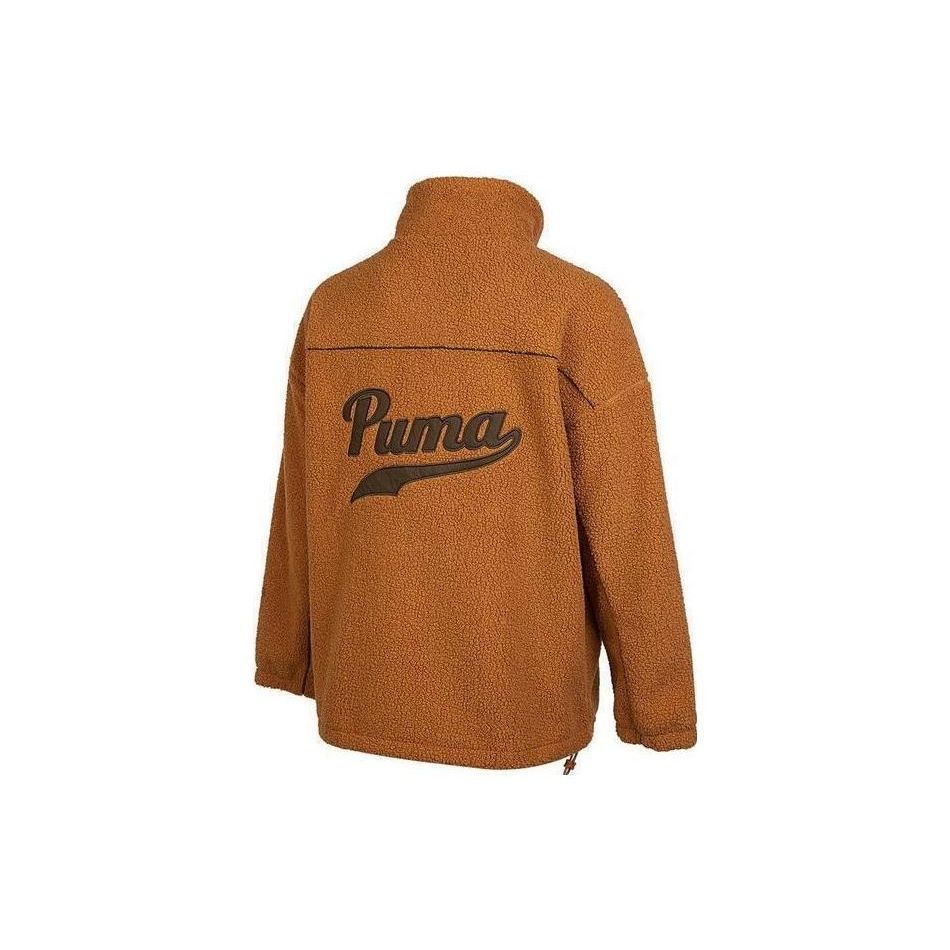 Puma Color Block Pocket Letter Logo Patch Retro Sports Jacket Unisex Jacket Brown 539750-74