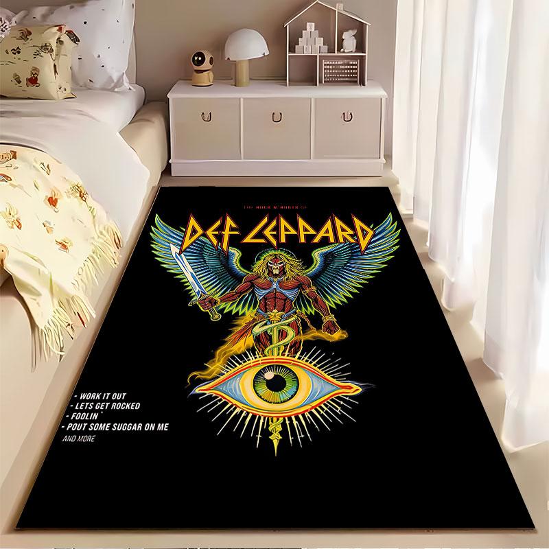Def Leppard Rock Art Carpet suitable as a non-slip mat for the living room or bedroom sofa