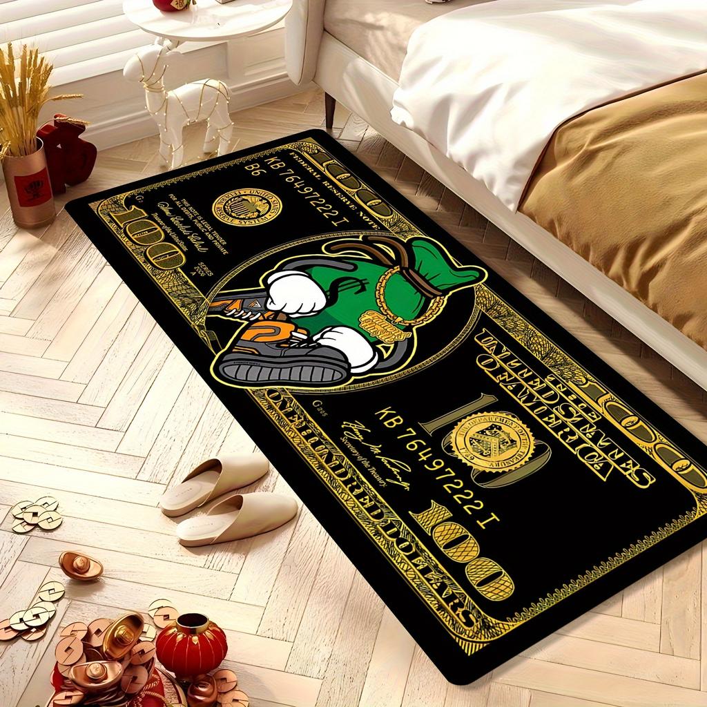 Luxurious Flannel $100 Bill Pattern Carpet - Soft For Living Room And Bedroom - Ideal For Christmas And Thanksgiving Home Decor