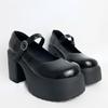 Новые модные туфли на платформе для женщин на очень высоком каблуке с пряжкой на ремешке, туфли Мэри Джейн для женщин в готическом стиле на толстом каблуке для вечеринок