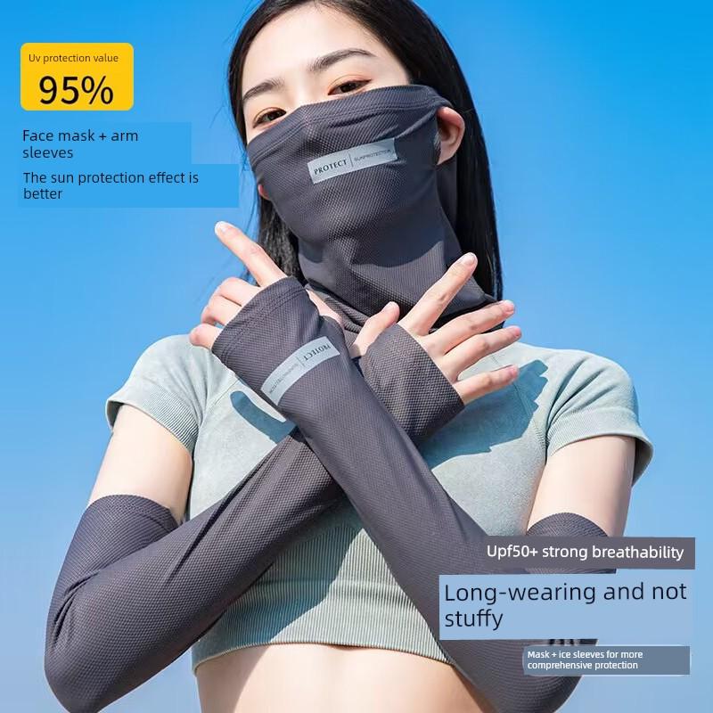 Summer Ice Silk Sun Protection Mask for Men and Women, Anti-Uv Face Mask, Face Veil, Neck Protector, Scarf, Face Towel