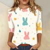3/4 Sleeve Top Women's T-shirt Casual Easter Print Top T-shirt Crew-neck Jumper