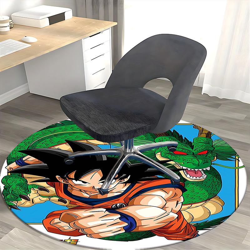 1pc Dragon Ball Z Goku & Shenron Anime Cartoon Design Round Carpet - Office Chair Mat, Non-Slip Rug for Home Decor, Living Room, Bedroom, Game Room, B