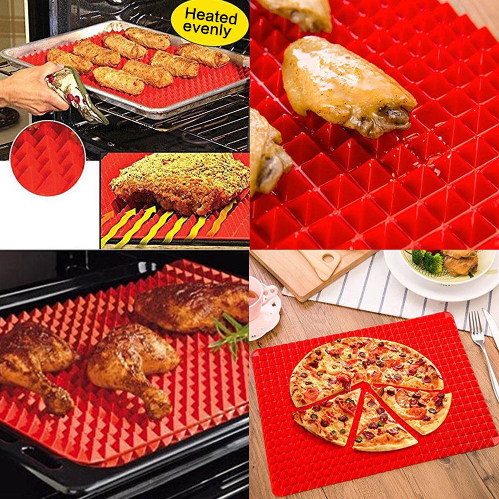 Красная пирамида для выпечки, сковорода, антипригарный силиконовый коврик для барбекю, микроволновая печь, противень для барбекю, инструменты
