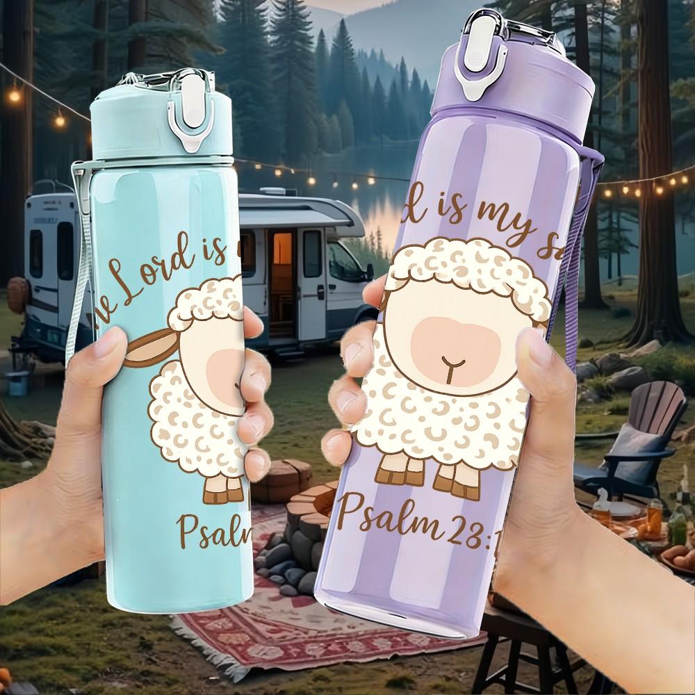 1PC Sheep Easter Quote Text 750ml Color Plastic Sports Water Bottle Leakproof Flip Straw Lid Suitable for Sports Office Home Use
