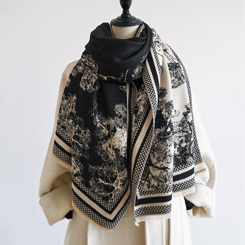 Роскошный толстый плед шаль зимний теплый принт кашемировый шарф женские новые накидки буфанда пашмина женские дорожные пончо палантины