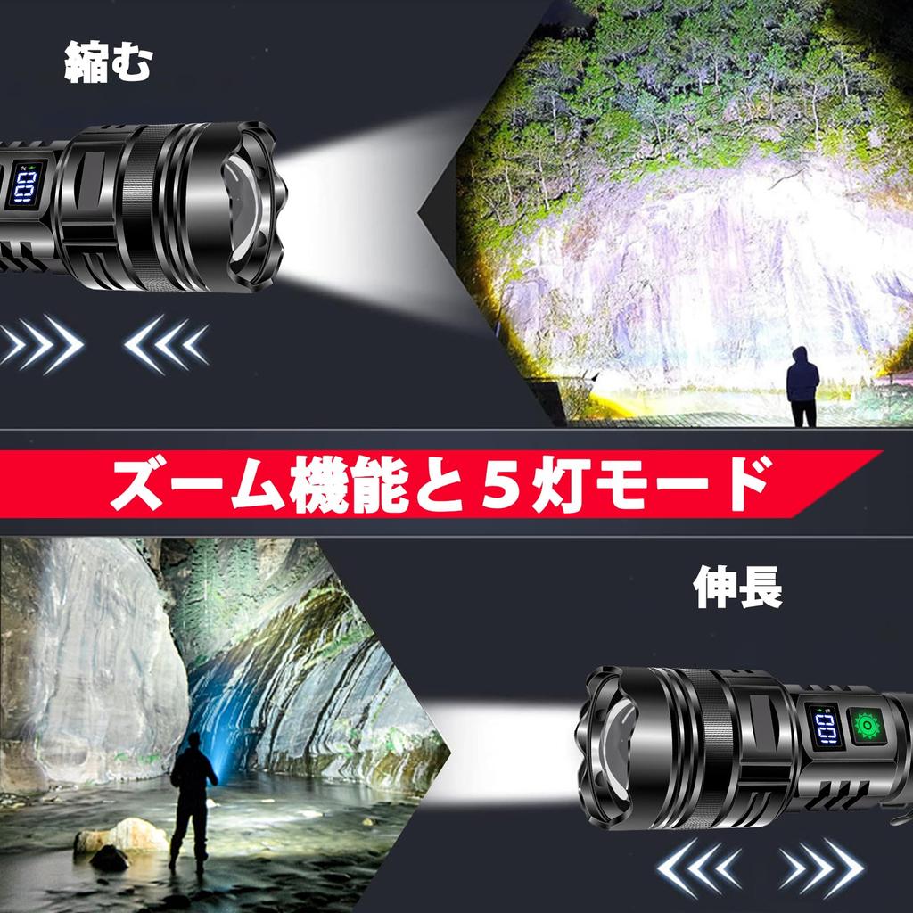 Модернизированный светодиодный фонарик военного назначения, самая сильная яркость, люмены, 5 режимов затемнения, тип зума, алюминиевый сплав, новый яркий ЖК-цифровой дисплей, 5000 мАч