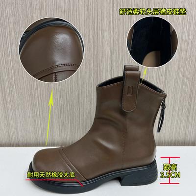 Кожаные ботинки Мартин женские 2025 осень и зима новые толстый каблук ретро британский стиль короткие ботинки повседневные универсальные низкие ботинки дети