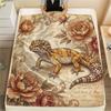 1PC Retro Floral Animal Print Flannel Blanket, High quality All Seasons, Home Decor, Warmth and Comfort, Perfect for Christmas Gifts