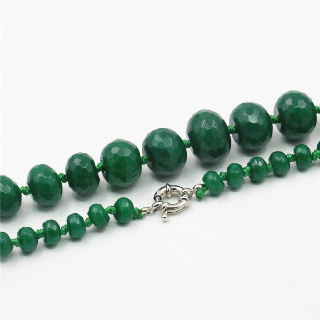2023 8-20mm Natural Dark Green Jade Chalcedony Beads Necklace Faceted Women Girl Stone DIY Fashion Jewelry Making Design Christmas Gifts