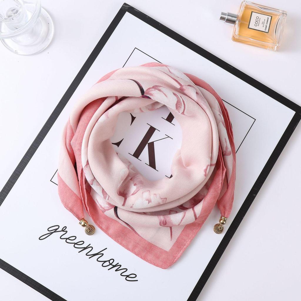 Осенне-зимний шелковый шарф в западном стиле с корейским акцентом в виде магнитного золотого шарика