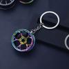 Metal Keychain Modified Car Wheel Hub Circular Shape Wheel Key Chain Auto Decoration Key Ring Pendant Car Styling Accessories