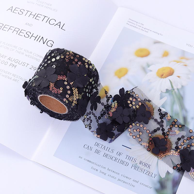 10 ярдов сетчатой ткани, рулон тюля, вышитые пайетки, цветы, тюль, тесьма, своими руками, аксессуары для волос, свадебные украшения для вечеринок, поделки
