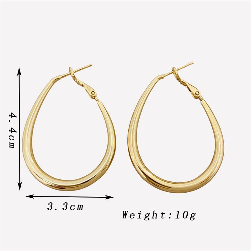 Trendy Simple Water Droplet Hoop Drop Earrings for Women Golden Copper Color Metal Geometry Circle Dangle Earrings Pink Zircon