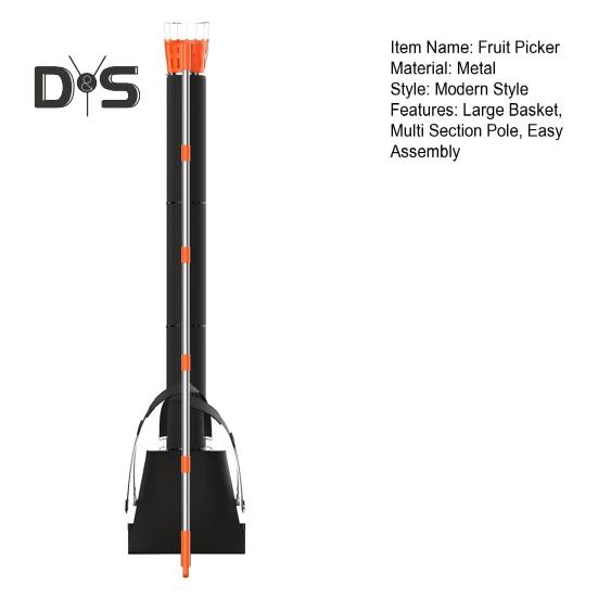 Съемник для фруктов, регулируемая длина до 13 футов, съемник для фруктов с корзиной, простая сборка, съемник для фруктов с сумкой для сбора урожая яблок, манго, апельсинов