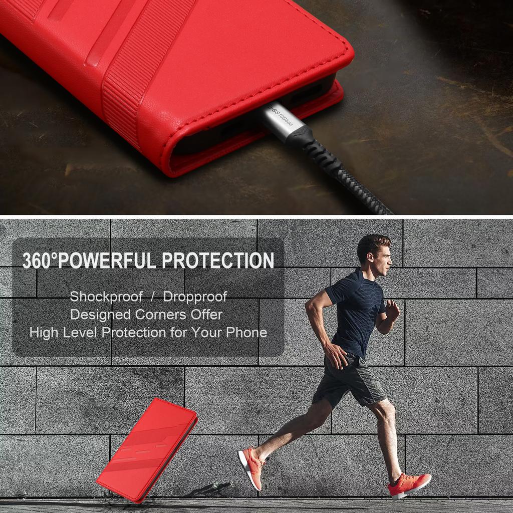 For iPhone 14 Pro Phone Cases Punk Style Imprinted Wallet Stand Leather Cover