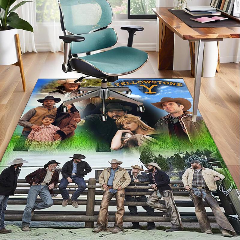 Yellows-tone Dutton Ranch Office Rug Chair Mat, Game Carpet, Suitable for Front Door, Bedroom, Living Room, Desk, Holiday Gift