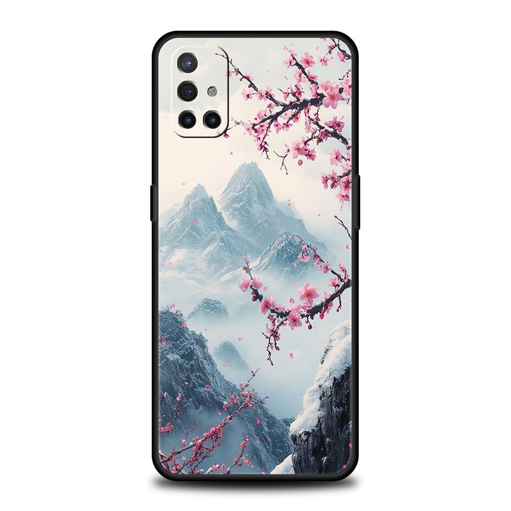Phone Case For Oneplus 13R 13 12 10T 11 R10 Nord N100 N200 N10 9 9R CE 2 3 Z Pro Lite 5G Soft TPU Cover Pink Sunset Mountain Bag