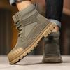 Осенние мужские мотоботы Бренд Мужские Новинка Ботинки для ходьбы Зимние мужские ботильоны На шнуровке Уличные кожаные кроссовки