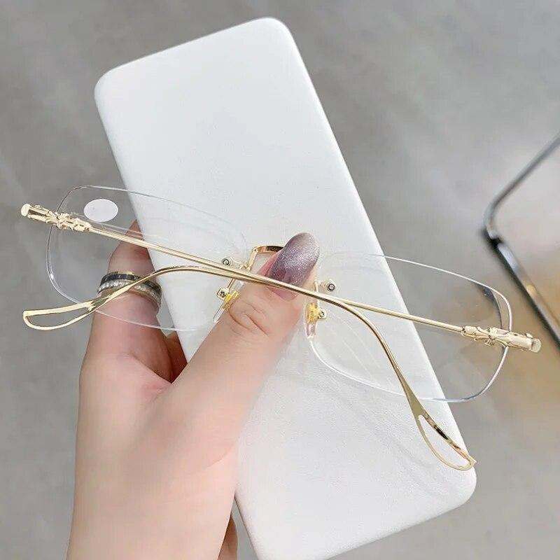 Модные прямоугольные женские очки для близорукости, унисекс, без оправы, очки с минусом диоптрий, модные очки для близорукости с диоптриями