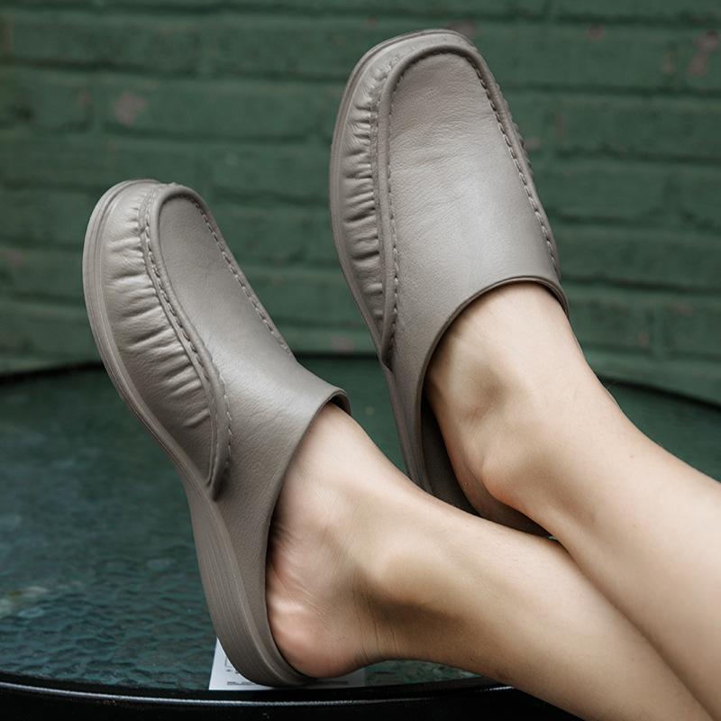 Домашняя и уличная обувь Домашняя мужская мода Мягкая подошва Полушлепанцы Большой размер Легкие шлепанцы с закрытым носком мужские