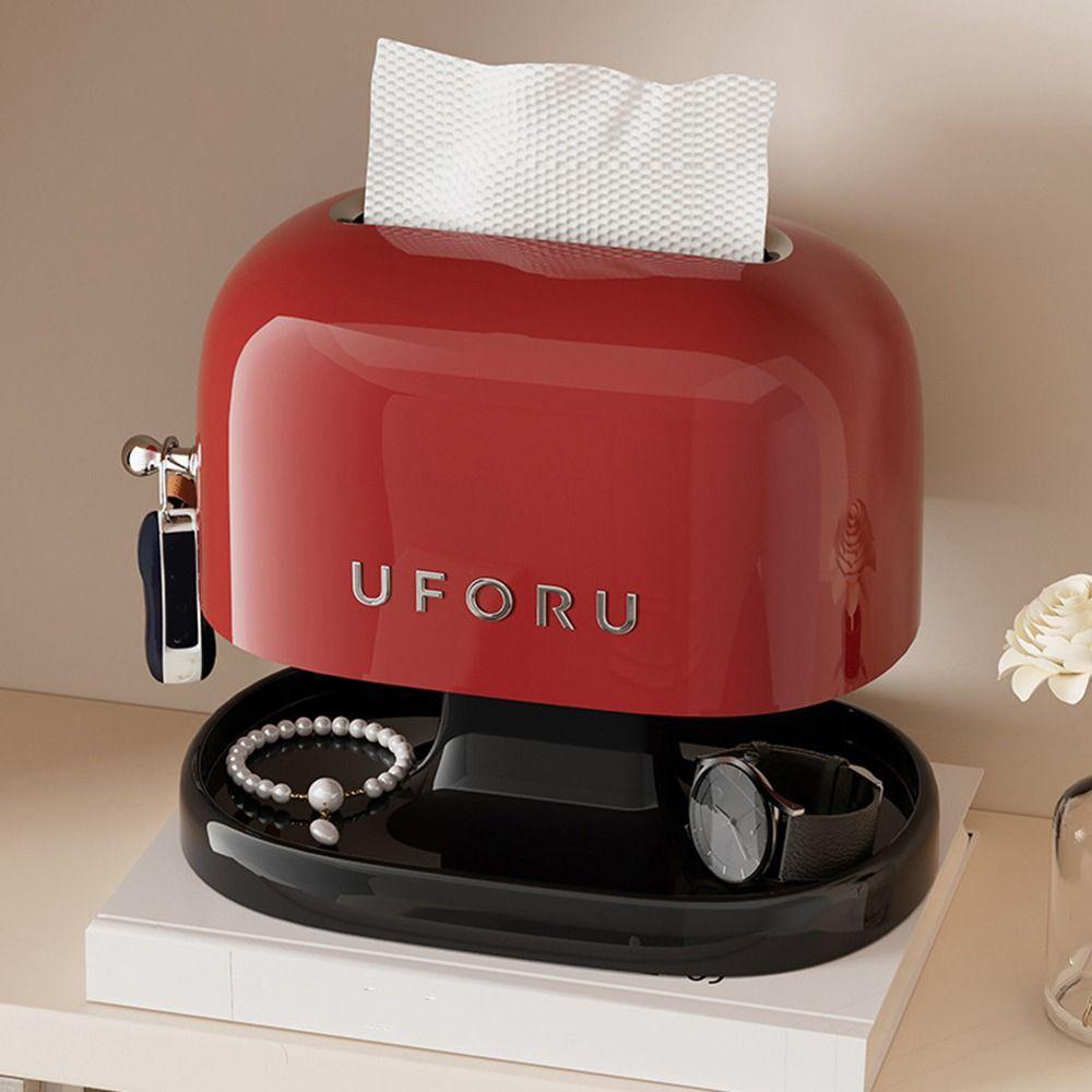 Cream Style Retro Tissue Box Spring Support Decorative Tissue Dispenser Space Saving Double-Layer Tissue Storage Box for Home