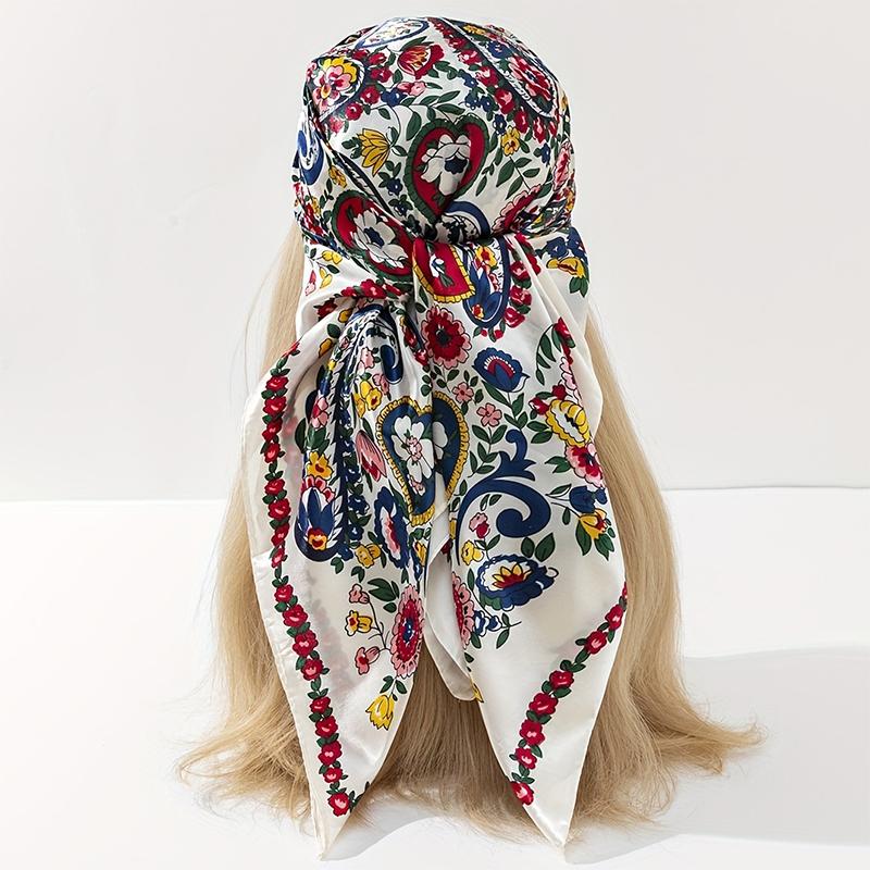 Шелковая шаль, атласный квадратный шарф для женщин, шейный платок с узором пейсли, женский новый ободок, повязки для волос, принт, платок, хиджаб, бандана