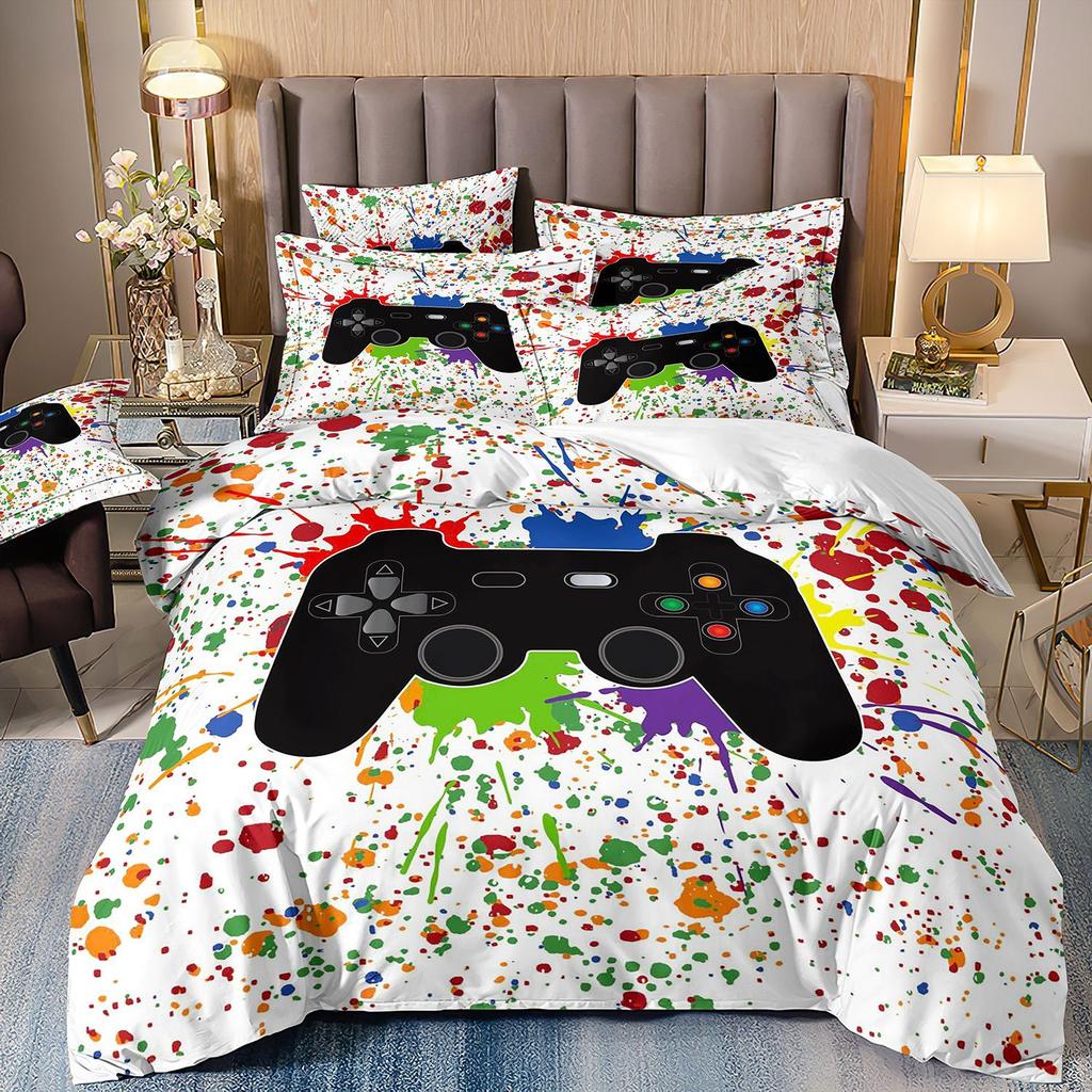 3D Gamepad Bedding Set Microfiber Quilt Cover Three-Piece Set