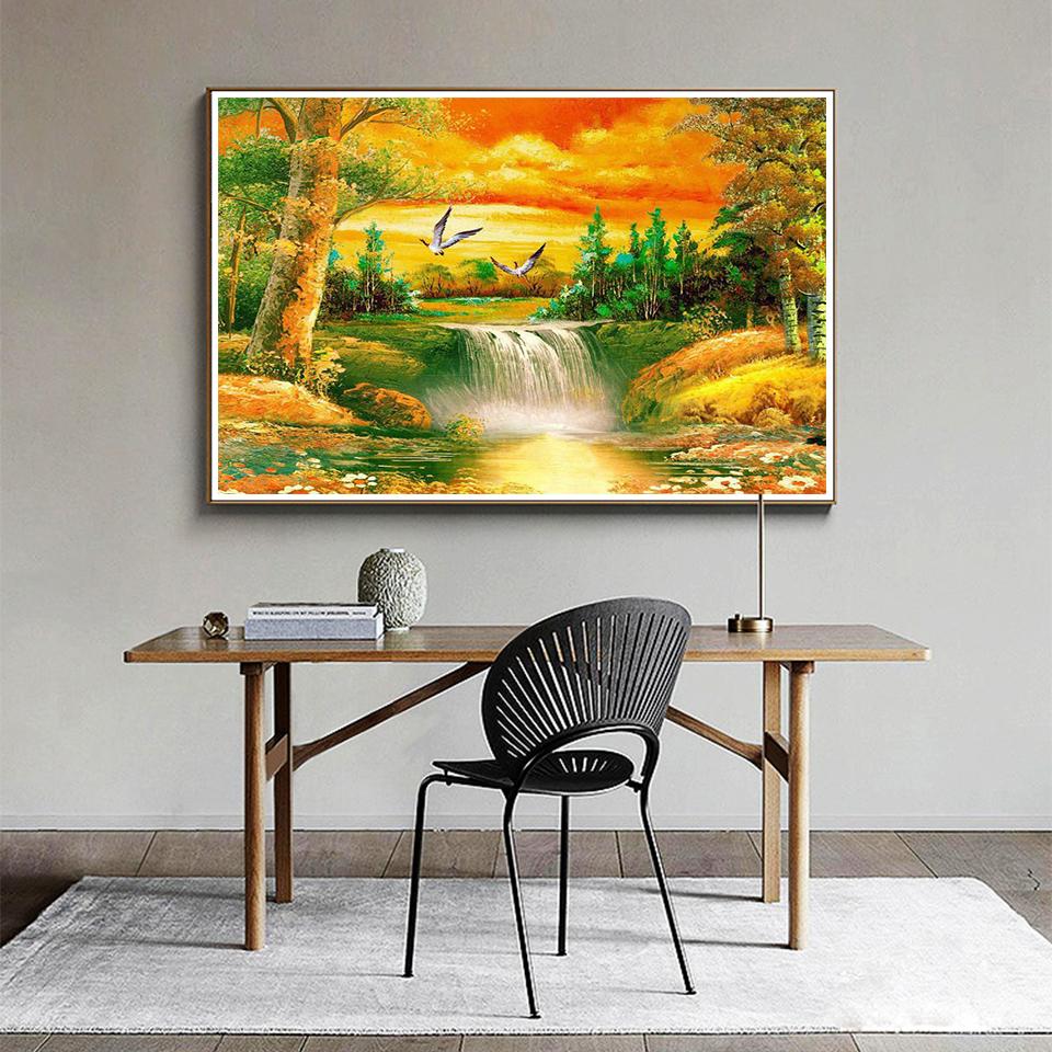 5D Diamond Painting Landscape Full Round DIY Diamond Embroidery Rhinestone Picture Rhinestone Mosaic Home Decoration Gift