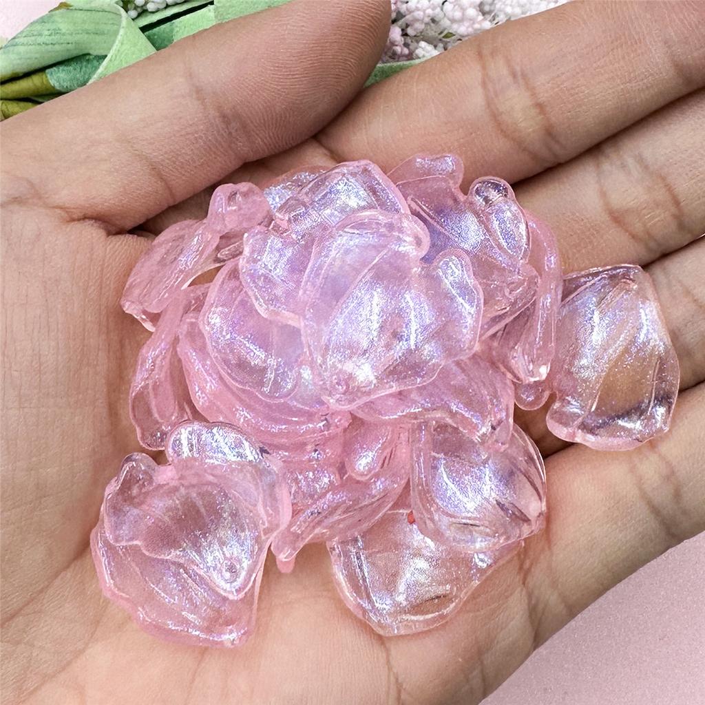 Pendant Keychain DIY Beads Creative Making Material Shiny Accessories 20Pcs Large Petal Jewelry 20.6*22.9mm Earrings Acrylic