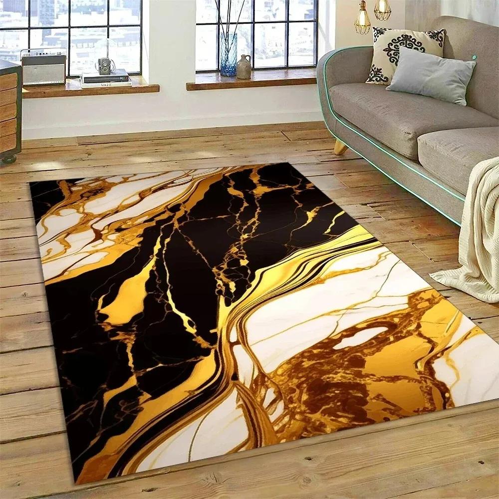 Luxurious Abstract Marble Carpet for Living Room Sofa Home Decoration Large Rugs Non-slip Bedroom Bedside Coffee Table Floor Mat