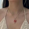Богемная lobster из нержавеющей стали, ожерелье на ключицу для женщин, минималистичная цепочка с красным эмалированным кулоном, цепочка, вечерние, милые украшения, подарок