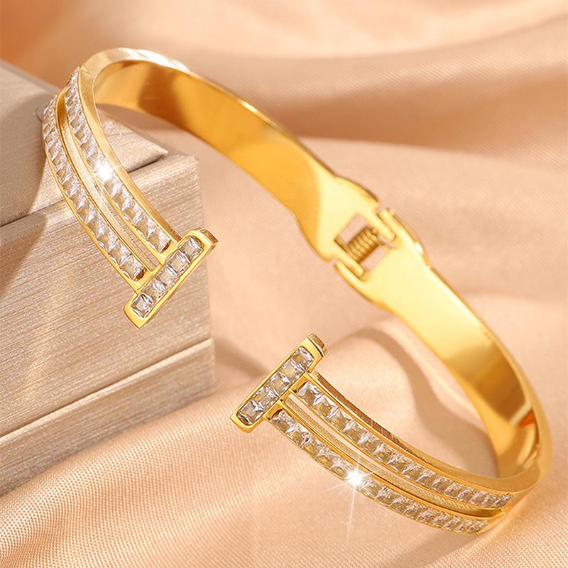 Браслет Tiffany с двойной Т-образной полой открытой конструкцией, в стиле высоких пар, подчеркивающий темперамент