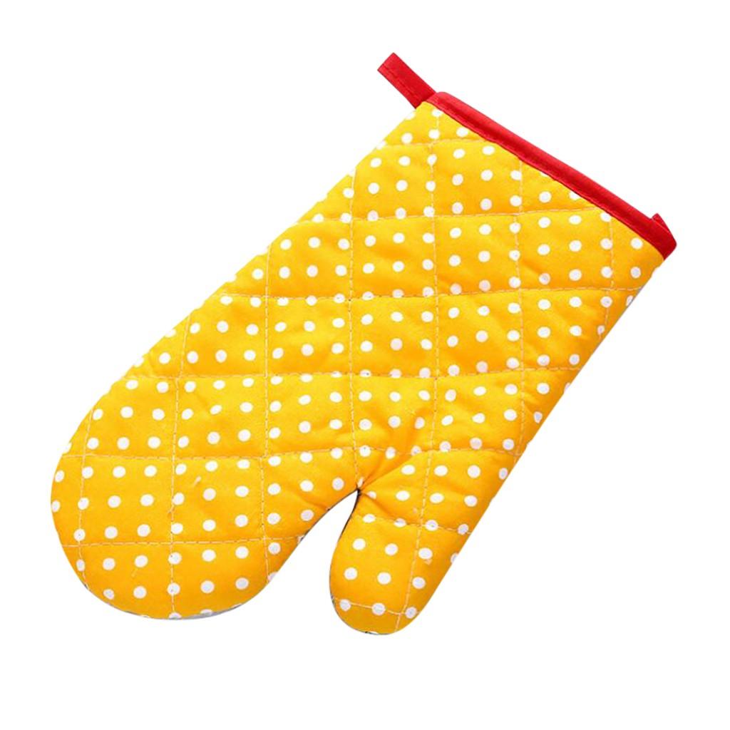 Kitchen Cooking Microwave Oven Gloves Mitts Dot Pot Pad Heat Proof Protected