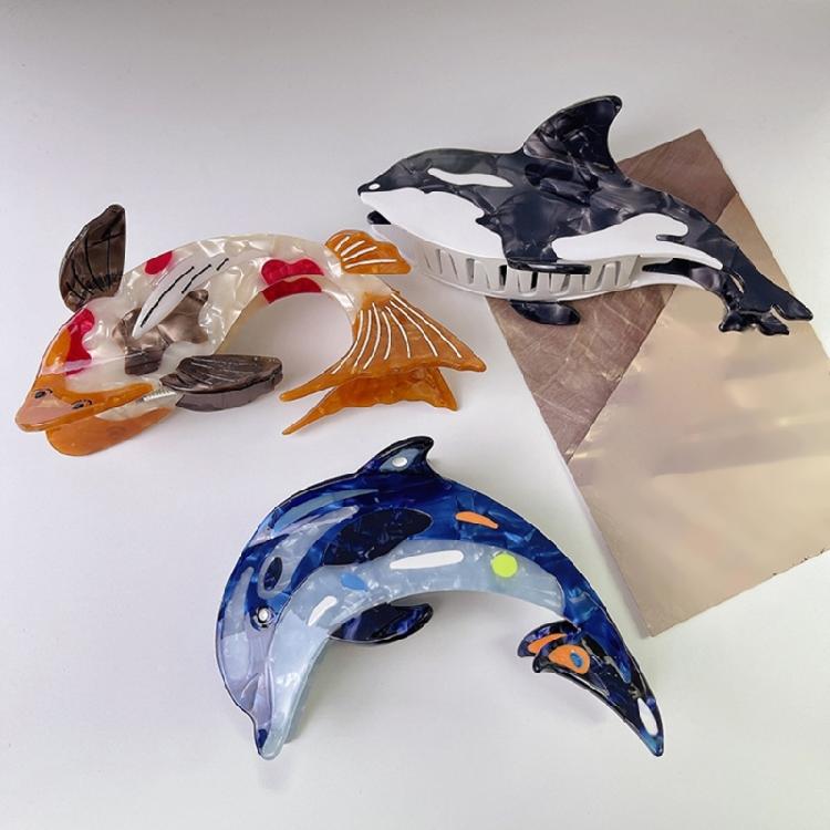 Пляжная заколка-коготь для волос в виде кита, зажим для хвоста, заколки-принцессы, украшение для волос