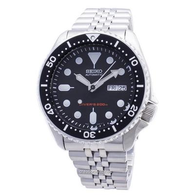 Восстановленные мужские часы SKX007K2 для дайверов с черным циферблатом и автоматическим механизмом