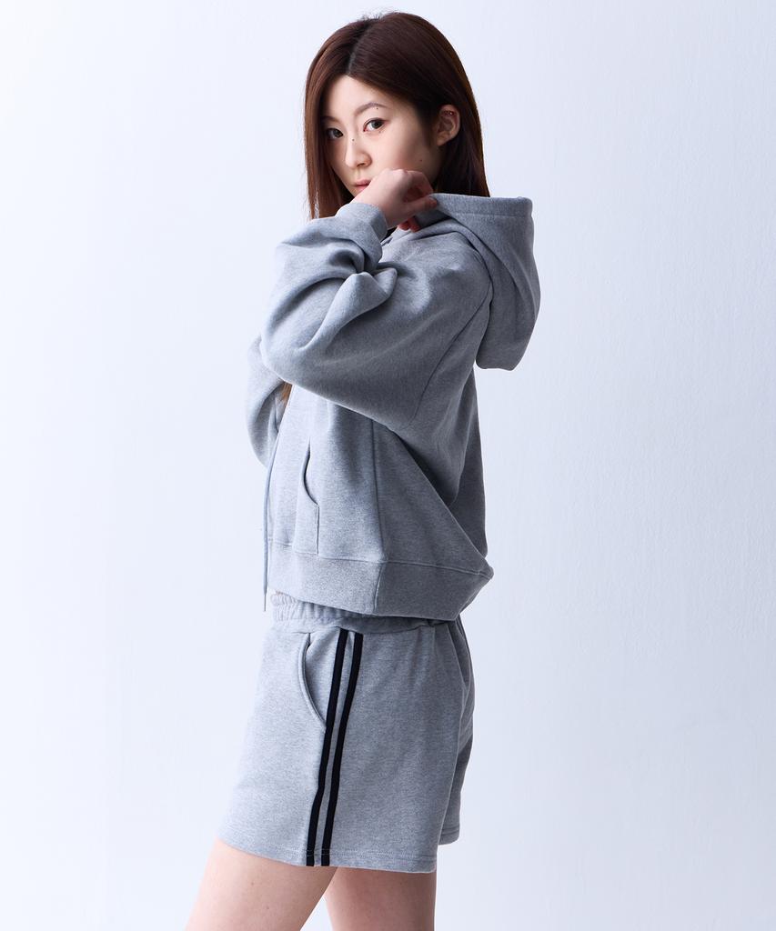 CRUSHST Slim Striped Sweat Shorts Gray