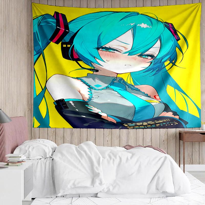 Hatsune Miku Tapestry for Bedroom Aesthetic Classroom Tapestries Wall Hanging for Living Room Dorm Office,Ideal Creative Gift