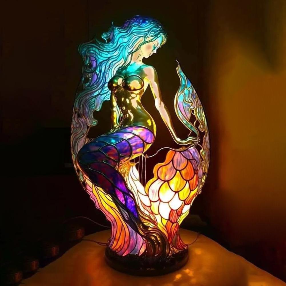 Настольная лампа с животными серии Лев Дельфин Волк Витражи Прикроватный светильник Сова Лошадь Петух Слон для гостиной Спальня Офис
