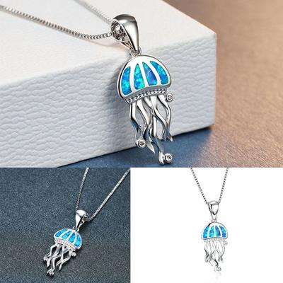 Новые животные-медузы Ювелирные изделия Синие ожерелья Кулон Женский
