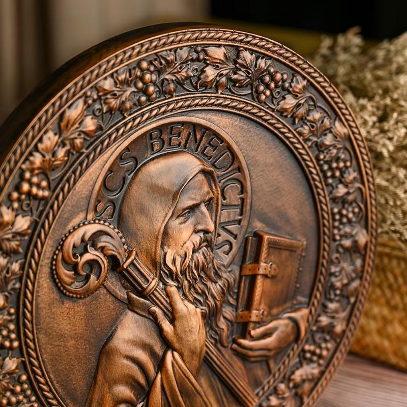 Ретро-статуя Святого Бенедикта, католическая икона, религиозная фигура, церковное украшение, домашняя комната, украшение для рабочего стола